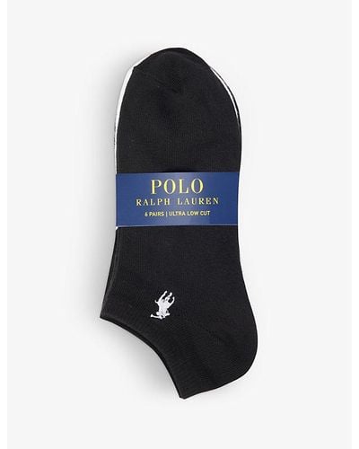 Polo Ralph Lauren Logo-embroidered Stretch-jersey Socks Pack Of Six - Blue