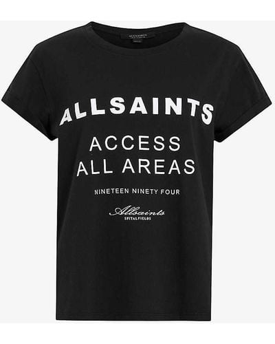 AllSaints Anna Tour Graphic-print Relaxed-fit Organic-cotton T-shirt - Black