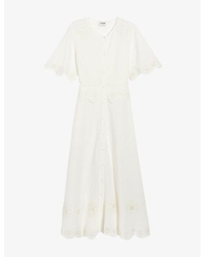 Claudie Pierlot Radeau Broderie-anglaise Woven Maxi Dress - White