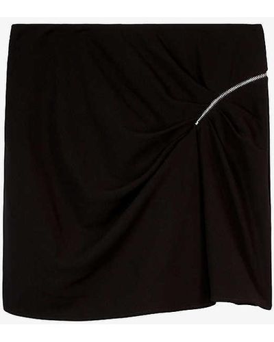 The Kooples Zip-embellished Stretch-woven Mini Skirt - Black