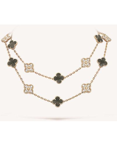Van Cleef & Arpels Vintage Alhambra Rose-gold, Mother Of Pearl And 4.83ct Diamond Necklace - Natural