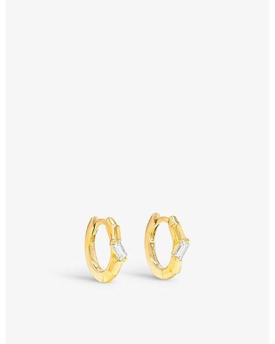 Suzanne Kalan 18ct Yellow-gold And 0.10ct Baguette Diamond huggie Earrings - Metallic