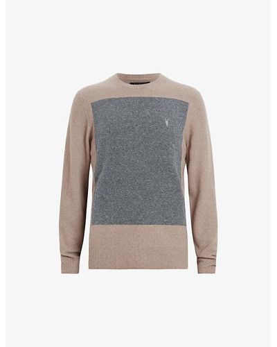 AllSaints Lobke Logo-embroidered Knitted Sweater - Gray