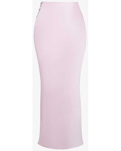 House Of Cb Giuliana Lace-up Satin Maxi Skirt - Pink