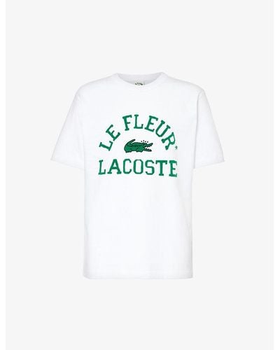 Lacoste Le Fleur* X Logo-print Cotton-jersey T-shirt - White