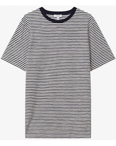 Reiss Keats Regular-fit Stripe Cotton-jersey T-shirt - Grey