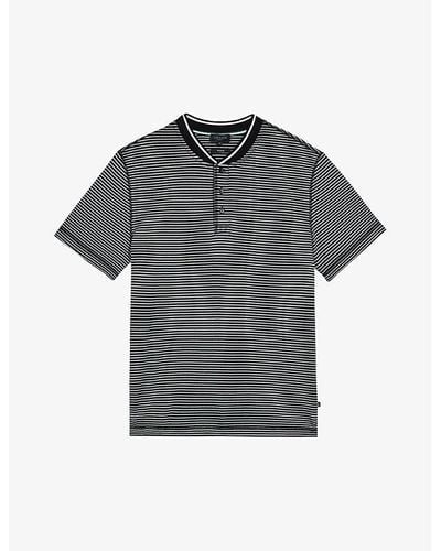 Ted Baker Striped Regular-fit Cotton Polo Shirt - Grey