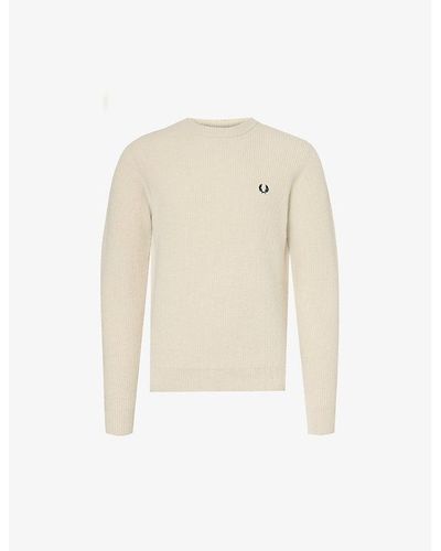 Fred Perry Logo-embroidered Ribbed Wool-knit Sweater X - White