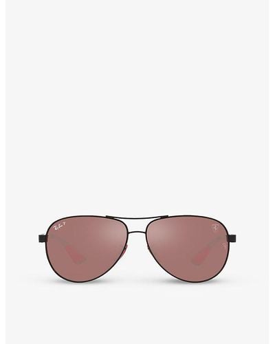 Ray-Ban Rb8331m Scuderia Ferrari Pilot-frame Metal Sunglasses - Pink