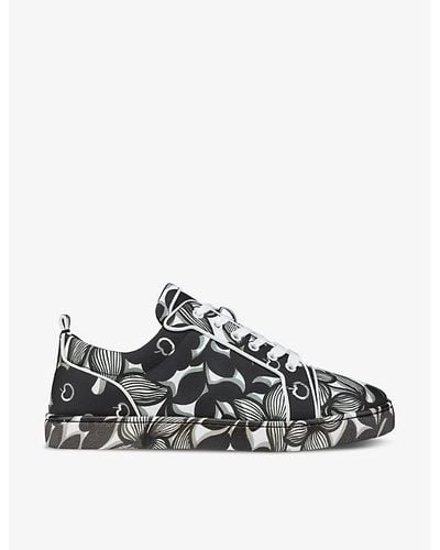 Christian Louboutin Louis Junior Orlato Floral-print Leather Low-top Sneakers - Black
