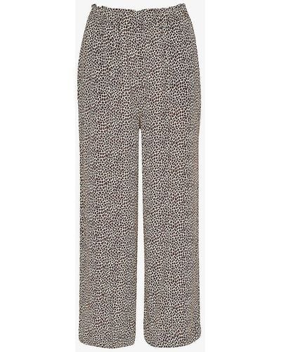 Whistles Dashed Leopard-print Relaxed-fit Woven Trousers - Grey