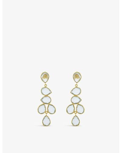 Shyla Sheena 22ct Yellow Gold-plated Sterling-silver And Glass Drop Earrings - White