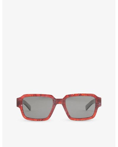 Prada Pr 02zs Square-frame Acetate Sunglasses - Red