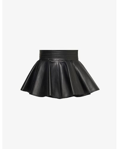 Alaïa Skirt-design Pleated Leather Belt - Black