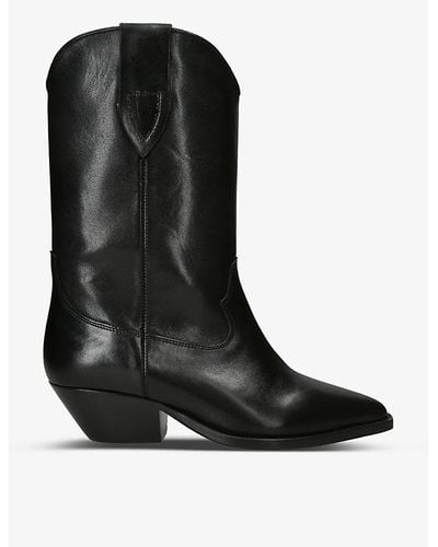 Isabel Marant Duerto Pointed-toe Leather Heeled Cowboy Boots - Black