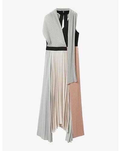 Reiss Zadie Pleated Woven Midi Dress - Multicolour