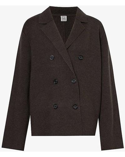 Totême Double-breasted Relaxed-fit Wool Blazer - Black