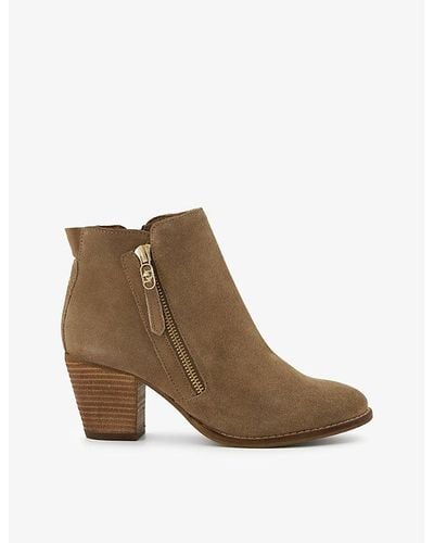 Dune Paicey Zip-up Heeled Suede Ankle Boots - Brown