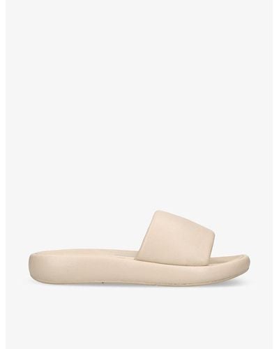 Fitflop Iqushion Deluxe Ergonomic Leather Slides - Natural