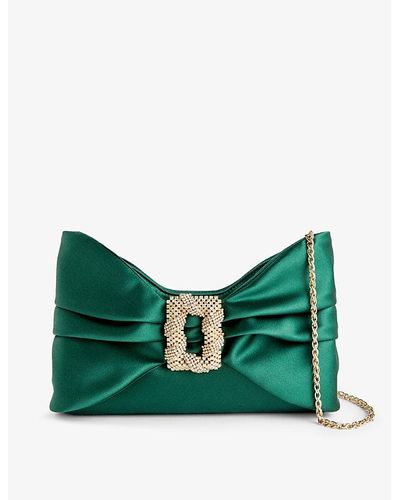 Rodo Cecilia Bow-shaped Satin Clutch Bag - Green