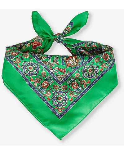 Polo Ralph Lauren Floral-pattern Silk Bandana - Green