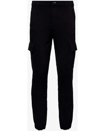 7 For All Mankind Cargo Chino Drawstring-waistband Tapered-leg Regular-fit Stretch-woven Trousers - Black