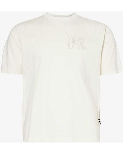 Palm Angels Monogram Short-sleeve Cotton-jersey T-shirt - White