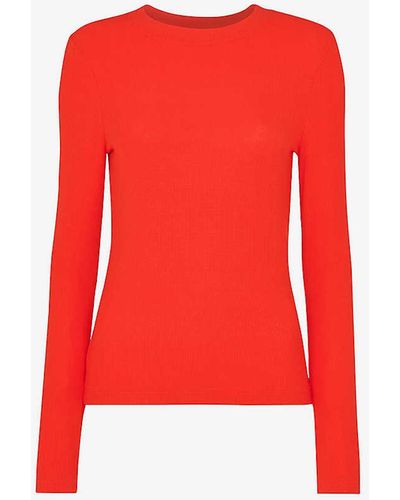 Whistles Essential Crew-neck Ribbed Stretch-knit Jumper - Red