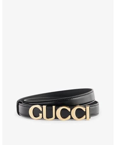Gucci Branded-buckle Leather Belt - White