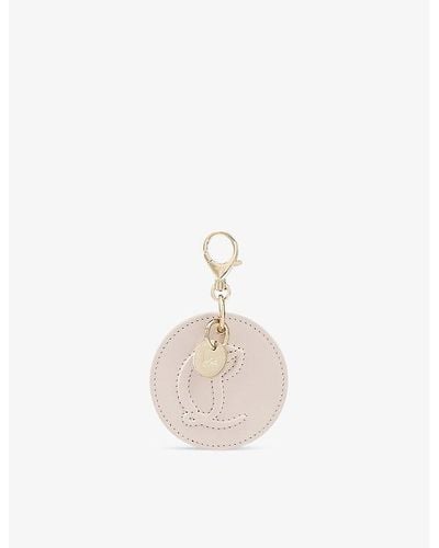 Christian Louboutin Logo-embossed Leather And Brass Bag Charm - White