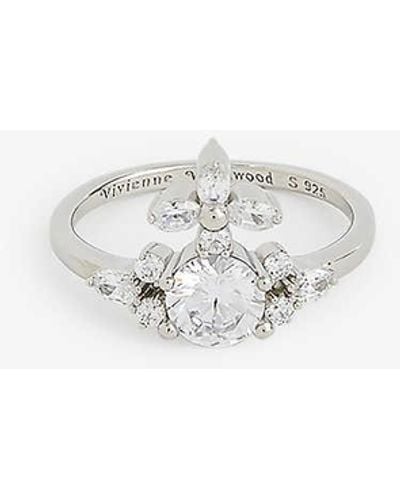 Vivienne Westwood Colette Platinum-plated Sterling-silver And Cubic Zirconia Ring - White