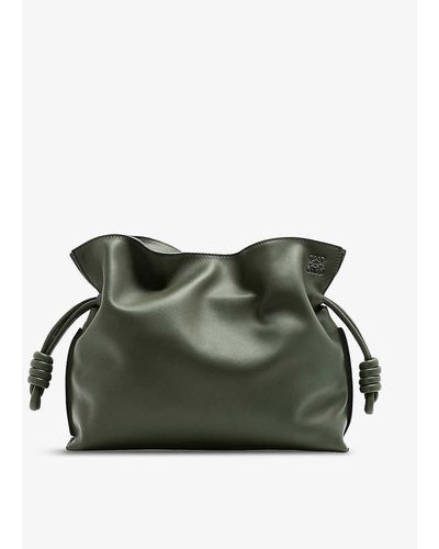 Loewe Flamenco Leather Clutch Bag - Green