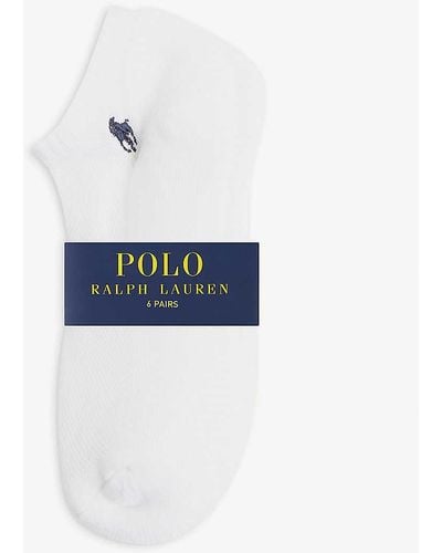 Polo Ralph Lauren Logo-embroidered Stretch-woven Socks Pack Of 6 - White