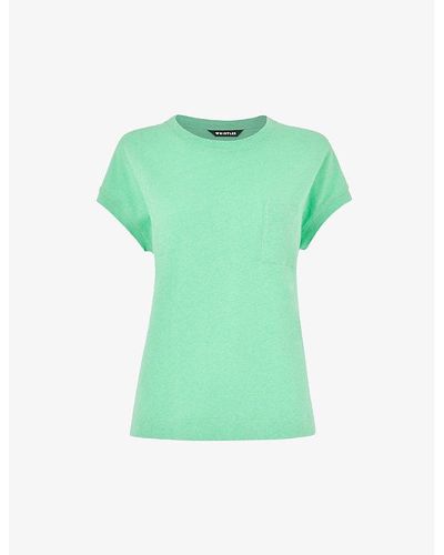 Whistles Ember Patch-pocket Cotton And Linen T-shirt - Green
