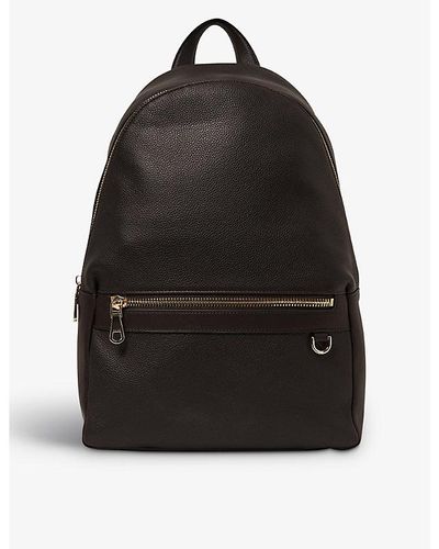Reiss Drew Leather Backpack - Black