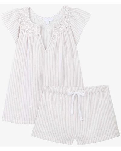 The White Company Hand-smocked Relaxed-fit Cotton Pyjamas - White