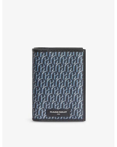 Claudie Pierlot Monogram-print Faux-leather Passport Cover - Blue