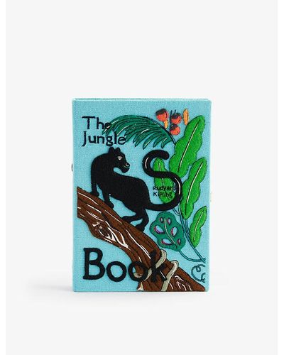 Olympia Le-Tan The Jungle Book Cotton, Wool And Silk-blend Clutch Bag - Green