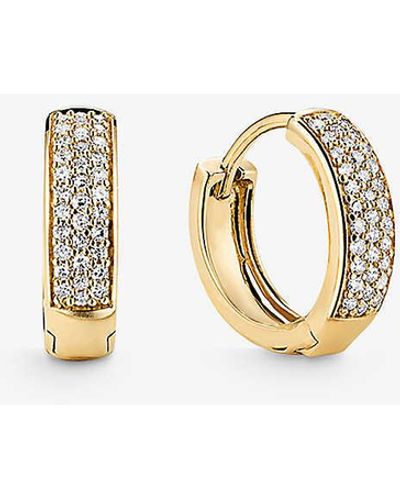 MEJURI Bold huggie Hoops 14ct Yellow- And 0.178ct Round-cut Diamond Earrings - Metallic