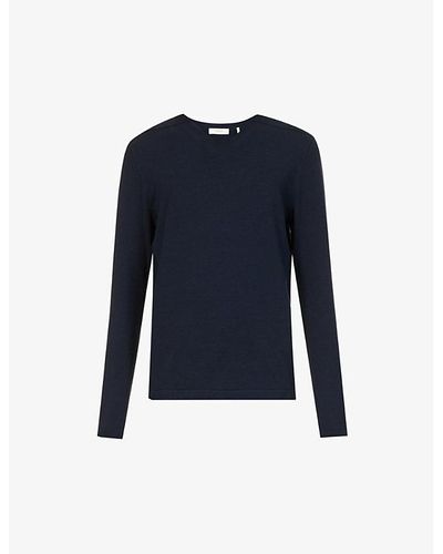 IKKS V-neck Brand-plaque Stretch-cotton Blend Sweater X - Blue