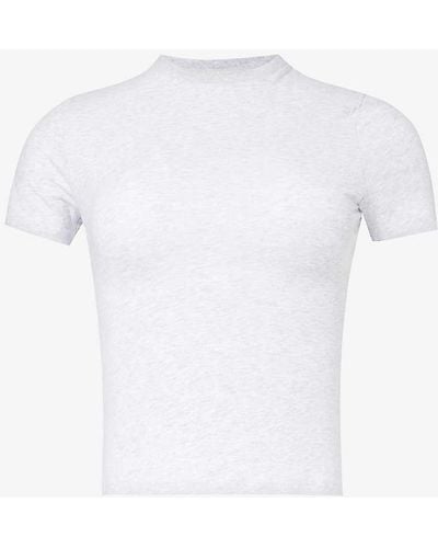 Lounge Underwear Essential Brand-embroidered Stretch-cotton T-shirt - White