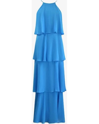 Ro&zo Savannah Tiered Chiffon Maxi Dress - Blue