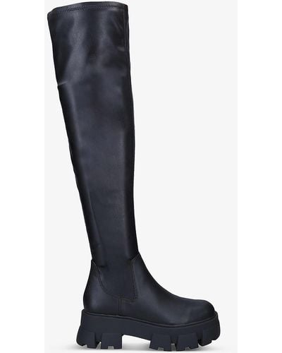 ALDO Grandmode Chunky-soled Thigh-high Faux-leather Boots - Blue