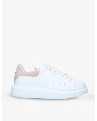Alexander McQueen White Runway Leather Trainers - Blue