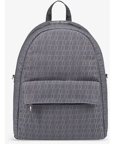 Christian Louboutin Zip N Flap Logo-jacquard Cotton And Leather Backpack - Grey