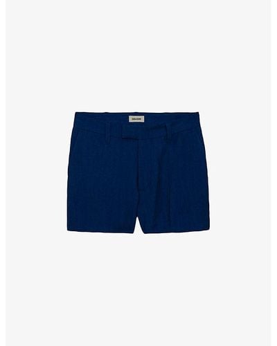 Zadig & Voltaire Please High-rise Stretch-woven Shorts - Blue