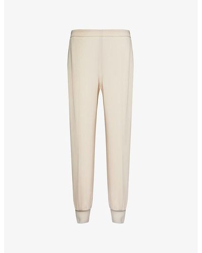 Stella McCartney Elasticated-cuff Mid-rise Stretch-woven jogging Bottoms - Natural