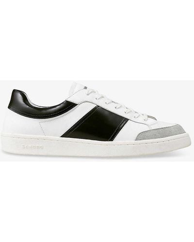 Sandro Contrast-panel Logo-print Leather Low-top Trainers - White