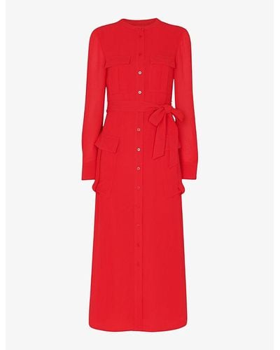 Whistles Nia Four-pocket Woven Midi Dress - Red
