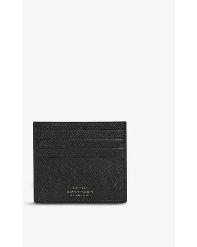 Smythson Panama Eight-slot Leather Card Holder - Black